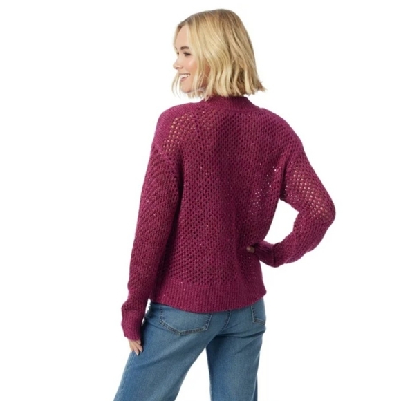 Jessica Simpson Mukami Open Stitch Pullover Magenta Purple - Picture 16 of 16